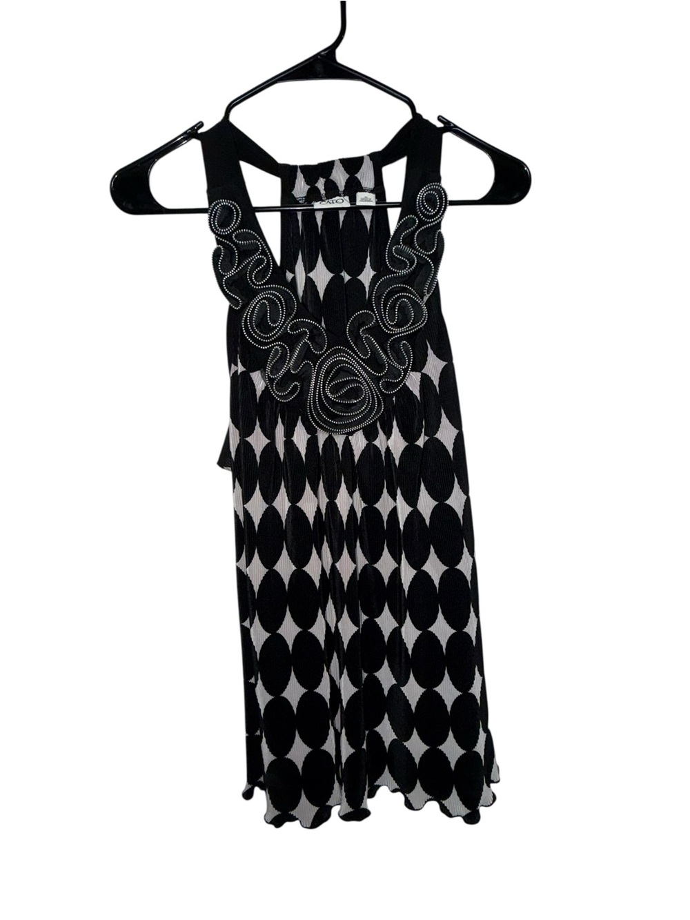 Cato Black and White One-Shoulder Patterned Dress